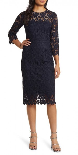 Eliza J Navy Lace Dress Gorgeous Eliza J Navy/Blush Lace Dress! Sz Eliza J Navy Lace Dress Gorgeous Eliza J Navy/Blush Lace Dress! Sz