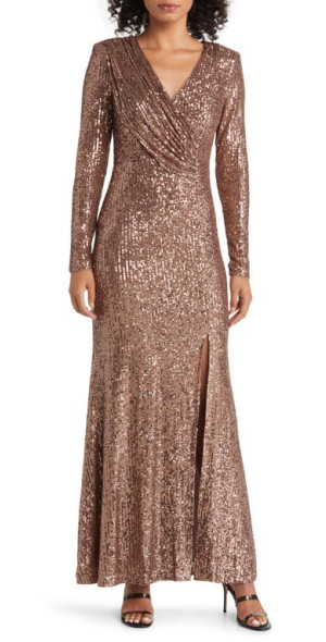 eliza j shimmering belted gown