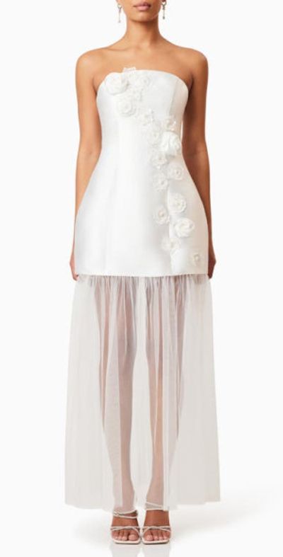 Elliatt - Oleander Floral Appliqu Strapless Cocktail Minidress with  Removable Sheer Maxi Skirt in Ivory at Nordstrom, Size X-Small