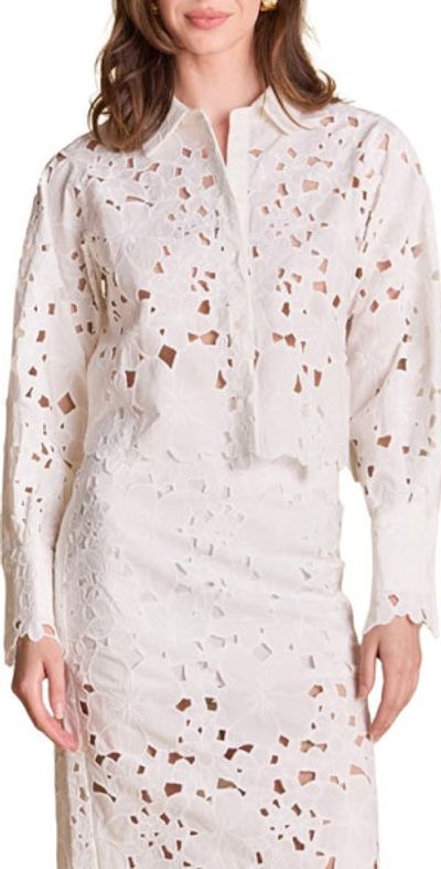 Endless Rose Endless Rose Cutout Button-Up Shirt in Ivory at Nordstrom, Size X-Small
