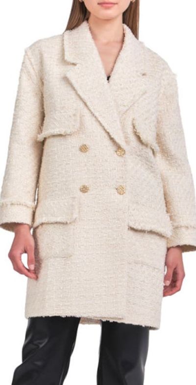 Endless Rose Endless Rose Double Breasted Tweed Coat in Cream at Nordstrom, Size X-Small