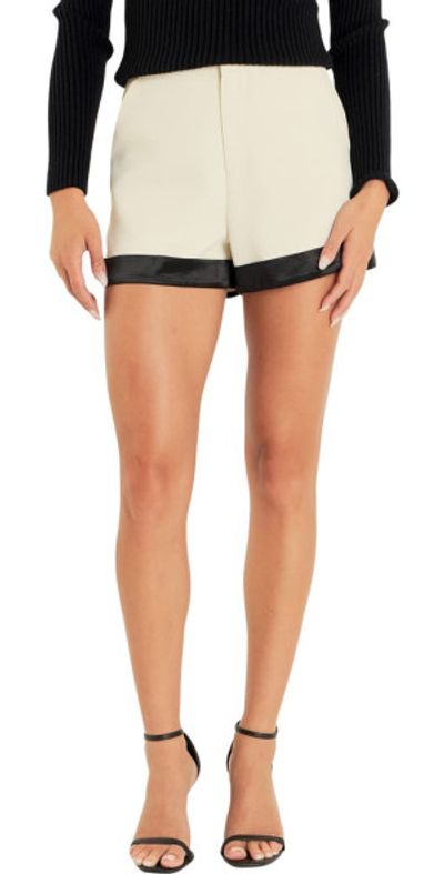 Endless Rose Endless Rose Satin Trim Shorts in Ivory at Nordstrom, Size X-Small