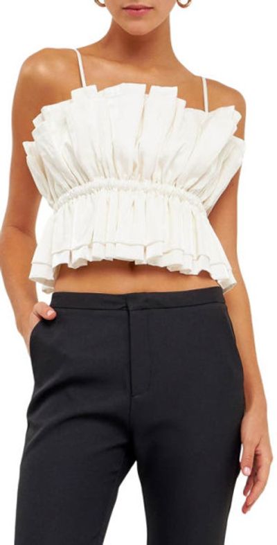 Endless Rose Endless Rose Sheen RuffledCrop Camisole in White at Nordstrom