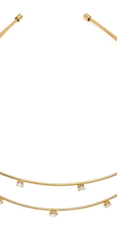 Ettika Ettika Double-Row Wire & Crystal Headband in Gold at Nordstrom