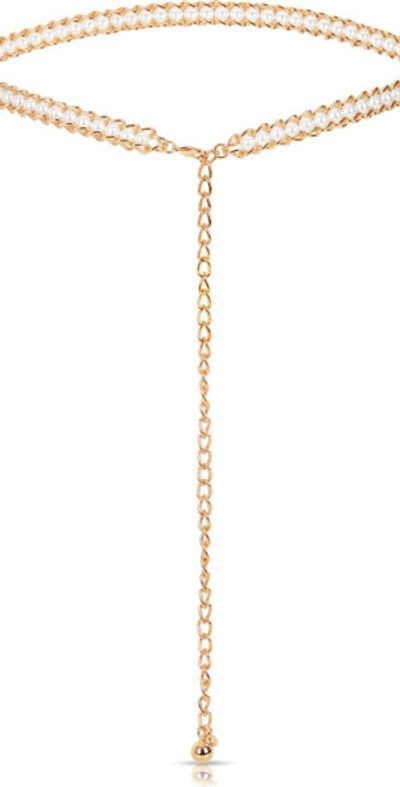 Ettika Ettika Imitation Pearl Chain Belt in Gold at Nordstrom