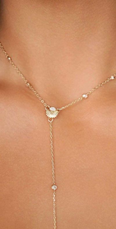 Ettika Ettika Santorini Shell Y-Necklace in Gold at Nordstrom