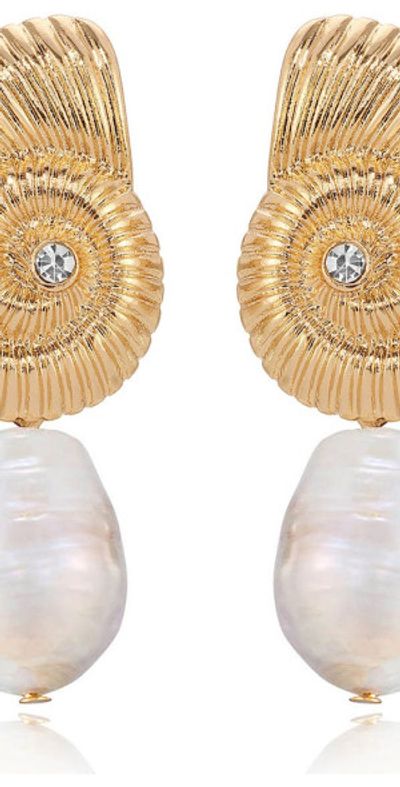 Ettika Ettika Swirl Shell Freshwater Pearl Drop Earrings in Gold at Nordstrom