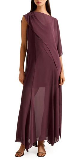 Ever New Ever New Honey Sheer Maxi Dress with Cape in Imperial Port at Nordstrom, Size 2
