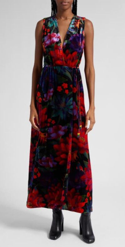 FARM Rio - Flower Season Crushed Velvet Dress in Black at Nordstrom