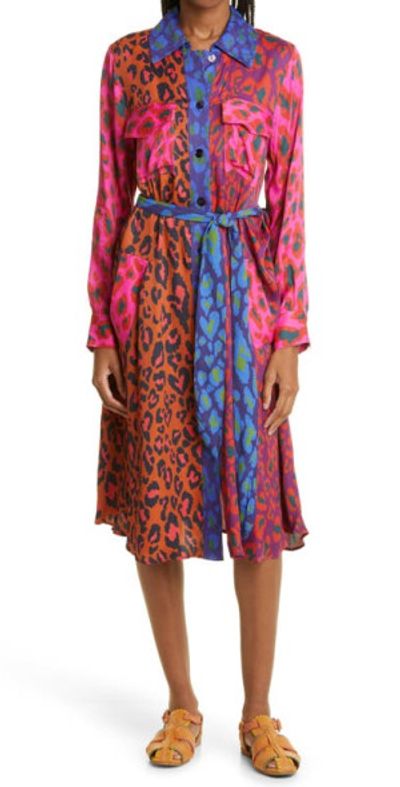 knee length dresses for ladies Farm Rio Women's Leopard-Print Pleated Midi-Skirt - Pink main image 1
