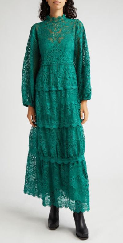 emerald green fashion nova dress Farm Rio Blue Colored Stripes Midi Dress – Luck Lafayette main image 0