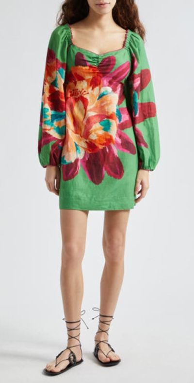slim fit dress slacks Farm Rio Midi Dress in Delicate Tapestry Green