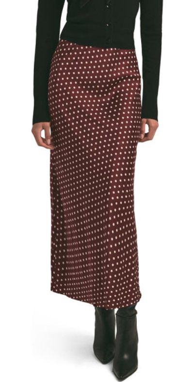 Favorite Daughter Favorite Daughter The Favorite Polka Dot Satin Slip Skirt in Sangria Ditsy Dot at Nordstrom, Size X-Small
