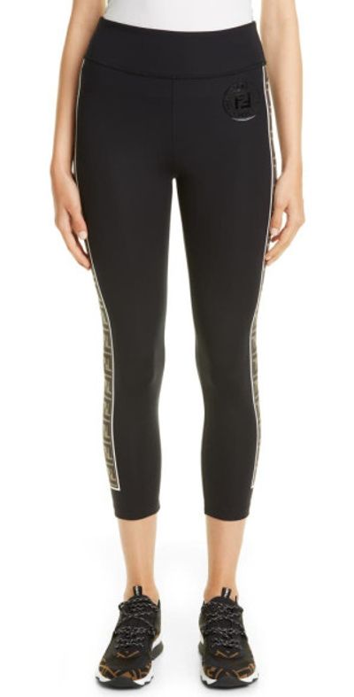 Fendi Logo Side Stripe Leggings in Black at Nordstrom, Size Us