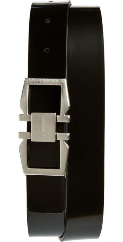 FERRAGAMO - Double Gancio Patent Leather Belt in Nero Nero  display picture 3