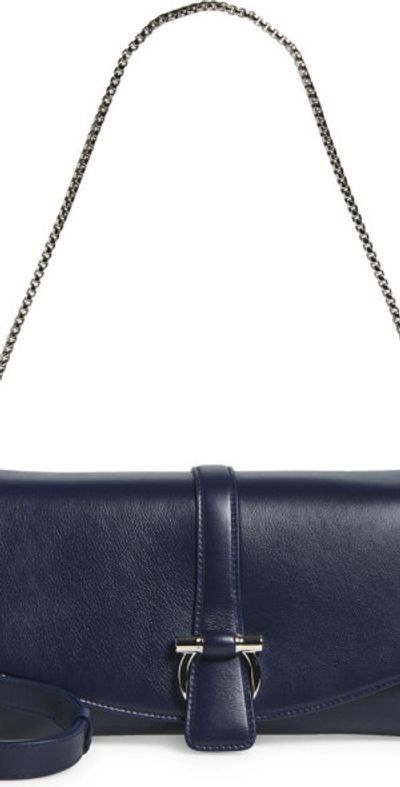FERRAGAMO FERRAGAMO Medium Lily Leather Shoulder Bag in New Navy Dkb at Nordstrom