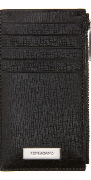 FERRAGAMO - New Revival Logo Plaque Leather Card Holder in