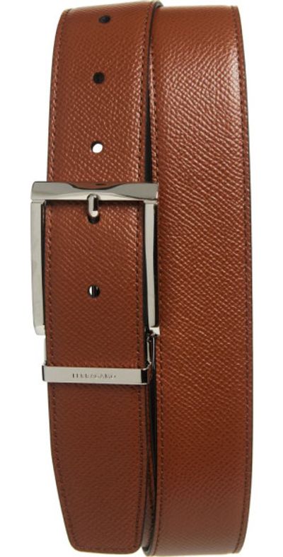 FERRAGAMO FERRAGAMO Score Reversible Leather Belt in Radica Nero at Nordstrom, Size 85