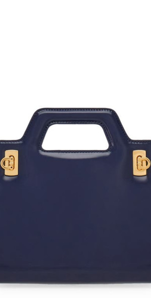 FERRAGAMO - Wanda Mini Leather Top-Handle Bag in Midnight