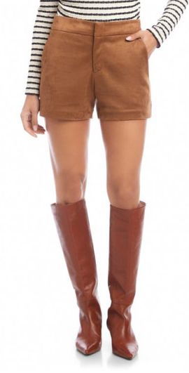 FIFTEEN TWENTY FIFTEEN TWENTY Faux Suede High Waist Shorts in Cognac at Nordstrom, Size 6
