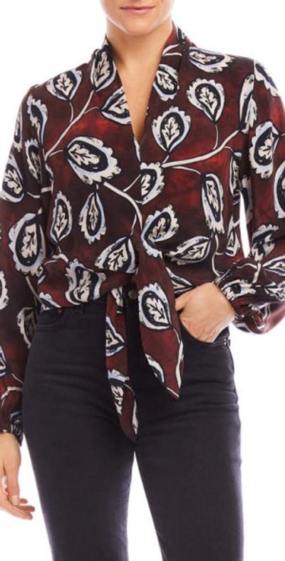 FIFTEEN TWENTY FIFTEEN TWENTY Scarlet Long Sleeve Tie Front Top in Floral at Nordstrom, Size X-Small