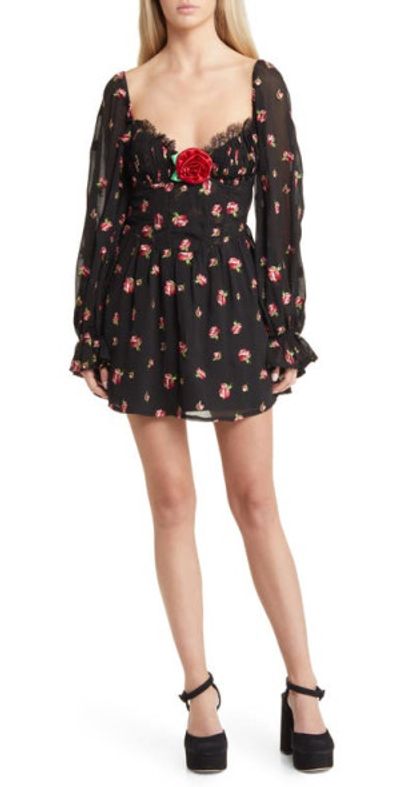 For Love Lemons Wren Rosebud Lace Trim Long Sleeve Corset