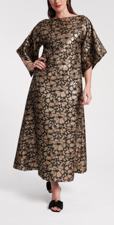 Frances Valentine Frances Valentine Spinnaker Maxi Dress Lucky Devil Blue Iris Poly Satin in Brown/blue at Nordstrom, Size 1X
