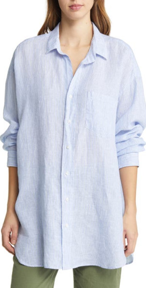 Frank & Eileen - Mackenzie Stripe Oversize Linen Button-Up Shirt