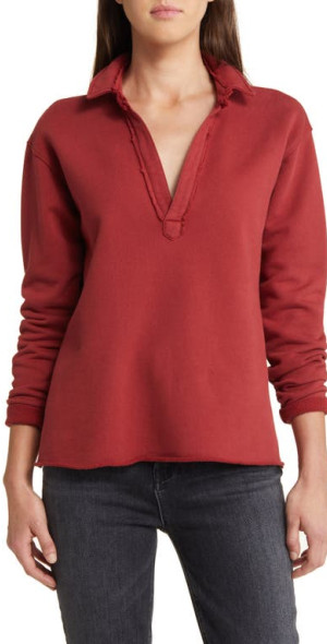 Frank & Eileen - Patrick Triple Fleece Henley in Cranberry at