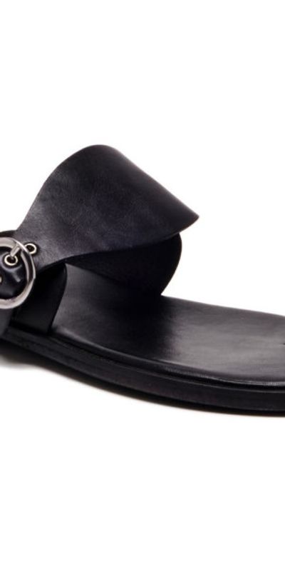 Free People Free People Barcelona Toe Loop Sandal in Black Leather at Nordstrom, Size 6