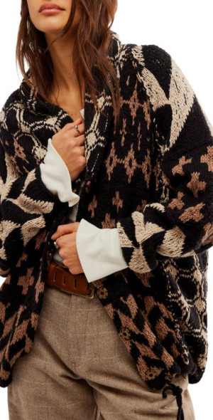 Free People - Bright & Optimistic Cardigan in Onyx Caribou Combo