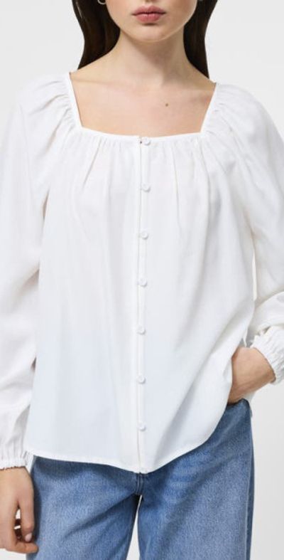 French Connection French Connection Balloon Sleeve Button-Up Shirt in Ivory at Nordstrom, Size Large