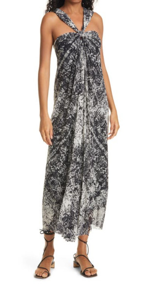 Fuzzi Knot Front Midi Dress in Nero at Nordstrom Size Medium