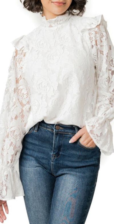 GIBSONLOOK GIBSONLOOK Ruffle Lace Top in Ivory at Nordstrom, Size X-Small