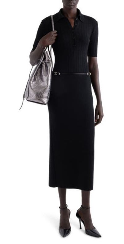 Givenchy - Belted Wool Polo Midi Dress in Black at Nordstrom