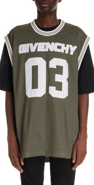 Tシャツ・カットソー *GIVENCHY* Double Layer Short Sleeve T-Shirt Black Khaki BM7 Double layered fitted t-shirt in cotton with 4G tulle in