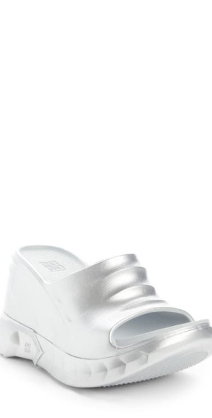 Givenchy - Marshmallow Metallic Wedge Slide Sandal in Silver at