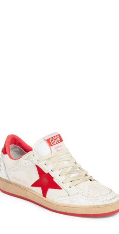 Golden Goose Golden Goose Ball Star Sneaker in White/Strawberry Red