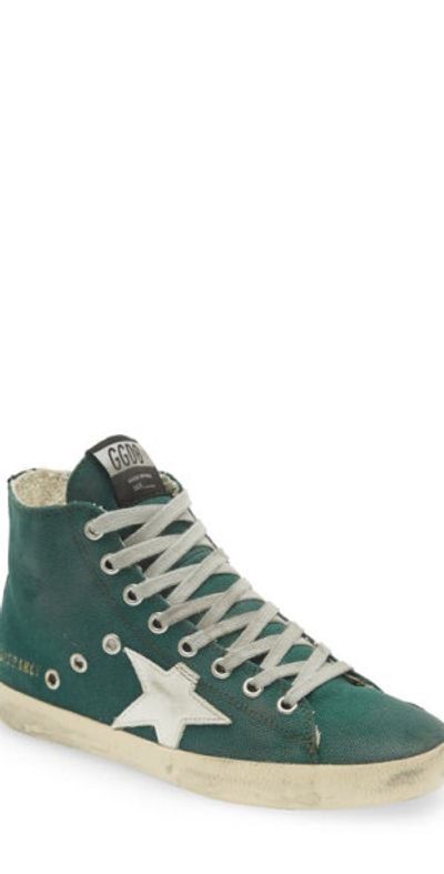 Golden Goose Francy High Top Sneaker in Green/White