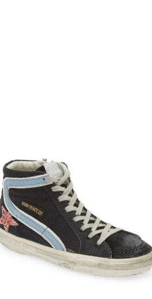 Golden Goose Slide High Top Sneaker in Silver/Pink/Ice/Zebra at