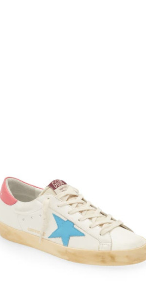 Golden Goose ストライプ　ボンバージャケット　ブルー&ホワイト　S Golden Goose White and Blue Stripe Superstar Sneakers Golden