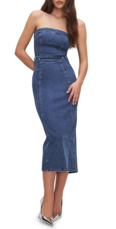 white christmas dresses Good American Fit for Success Denim Midi Dress