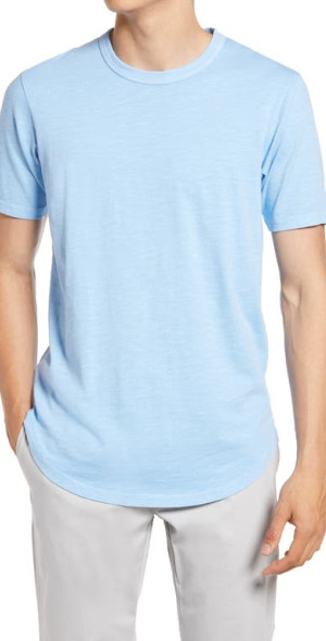 Goodlife - Sun Faded Slub Scallop Crew T-Shirt in Blue Bell