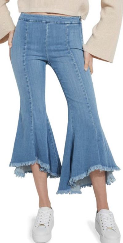 GUESS GUESS Sofia 1981 Frayed Ankle Flare Jeans in Blue at Nordstrom, Size 27