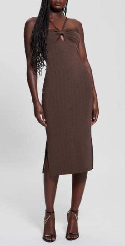 GUESS GUESS Sofie Mirage Rib Dress in Chocolate Brownie at Nordstrom, Size X-Small