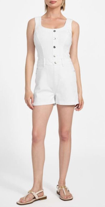 GUESS GUESS Sunni Denim Romper in Pure White at Nordstrom, Size X-Small
