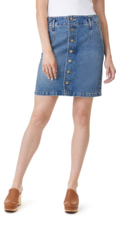 Habitual Habitual Button-Front Denim Miniskirt in Sky at Nordstrom, Size 25