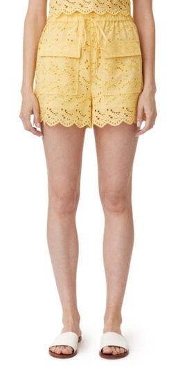 Habitual Habitual Embroidered Eyelet Cotton Cargo Shorts in Sunlight at Nordstrom, Size X-Small