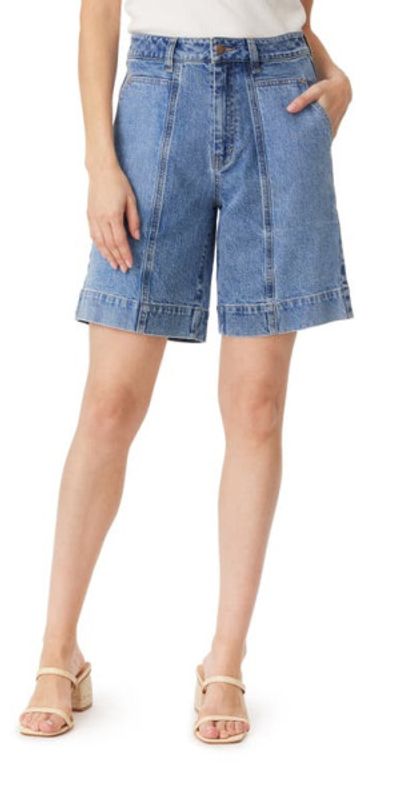 Habitual Habitual Patch Pocket Denim Girlfriend Shorts in Splash at Nordstrom, Size 24