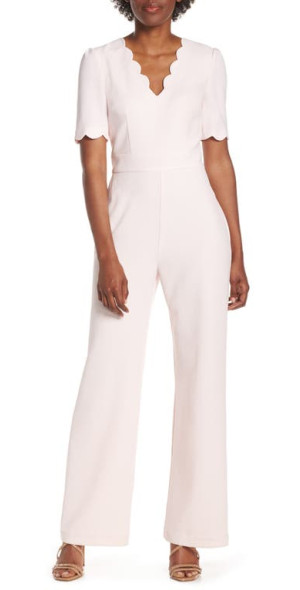 Harper Rose Scallop V Neck Jumpsuit in Blush at Nordstrom Size 6